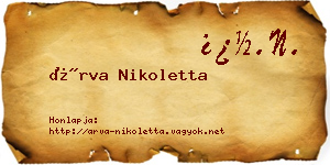 Árva Nikoletta névjegykártya