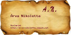Árva Nikoletta névjegykártya