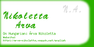 nikoletta arva business card
